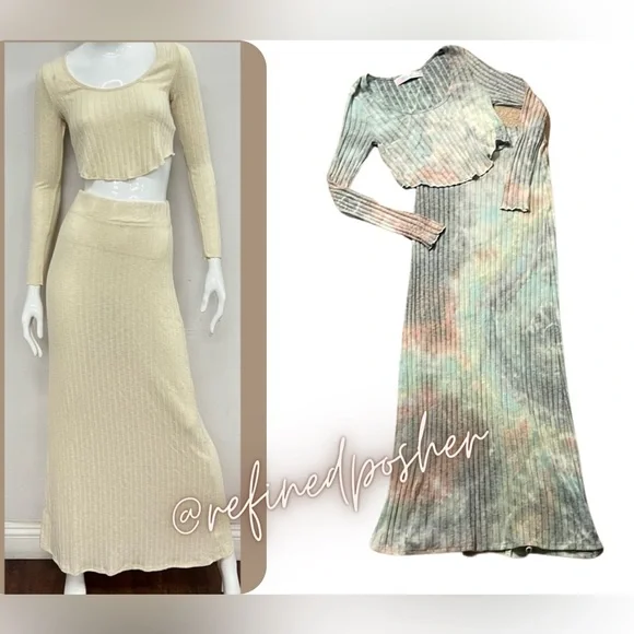 Free People Beach Sun Shenanigans Set size Small NEW Ivory Tie Dye - Picture 1 of 8